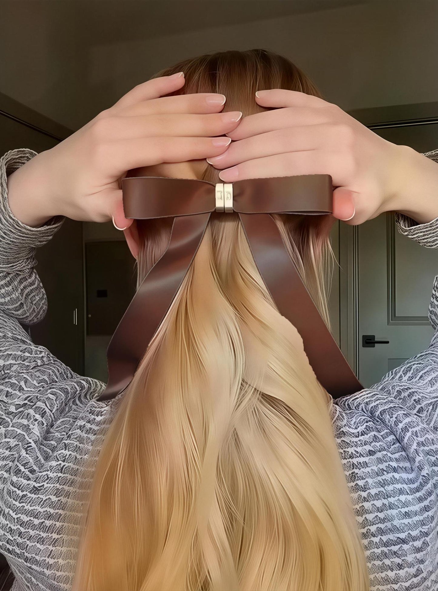 Magnetic Bow Hair Claw Clip Pink