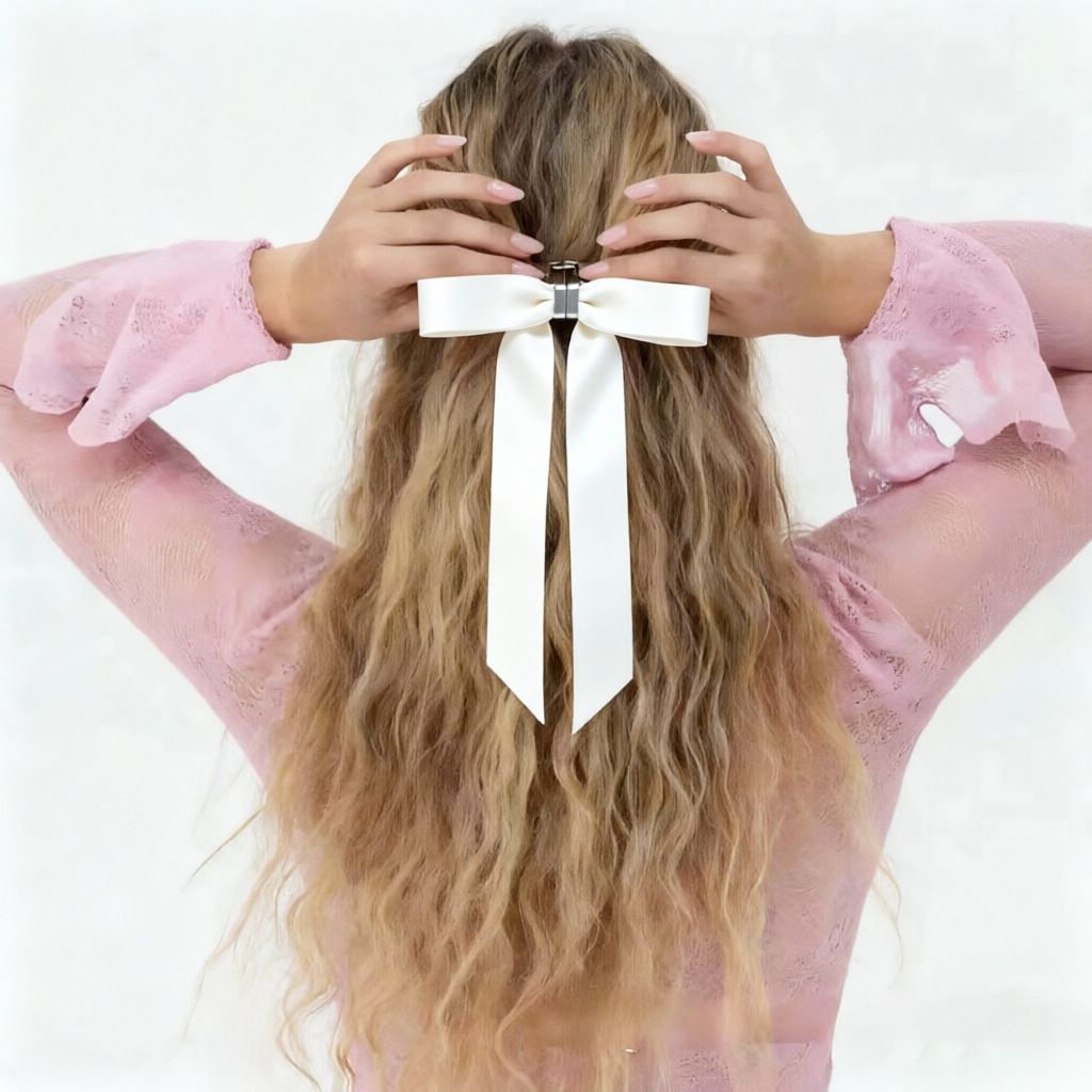 Magnetic Bow Hair Claw Clip Pink