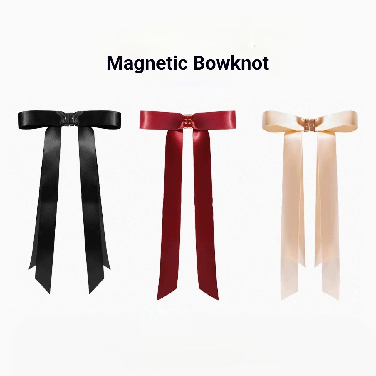 Magnetic Bow Hair Claw Clip Pink