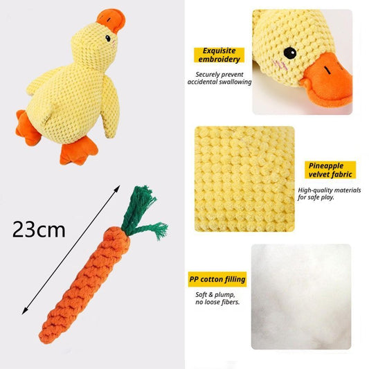 Medium Plush Duck + Rope Carrot + Large Plush Duck + Rope Carrot