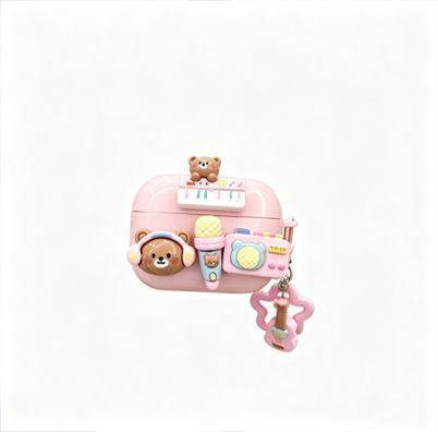 Music Bear Bluetooth Earphone Case + pendant AirPods 4