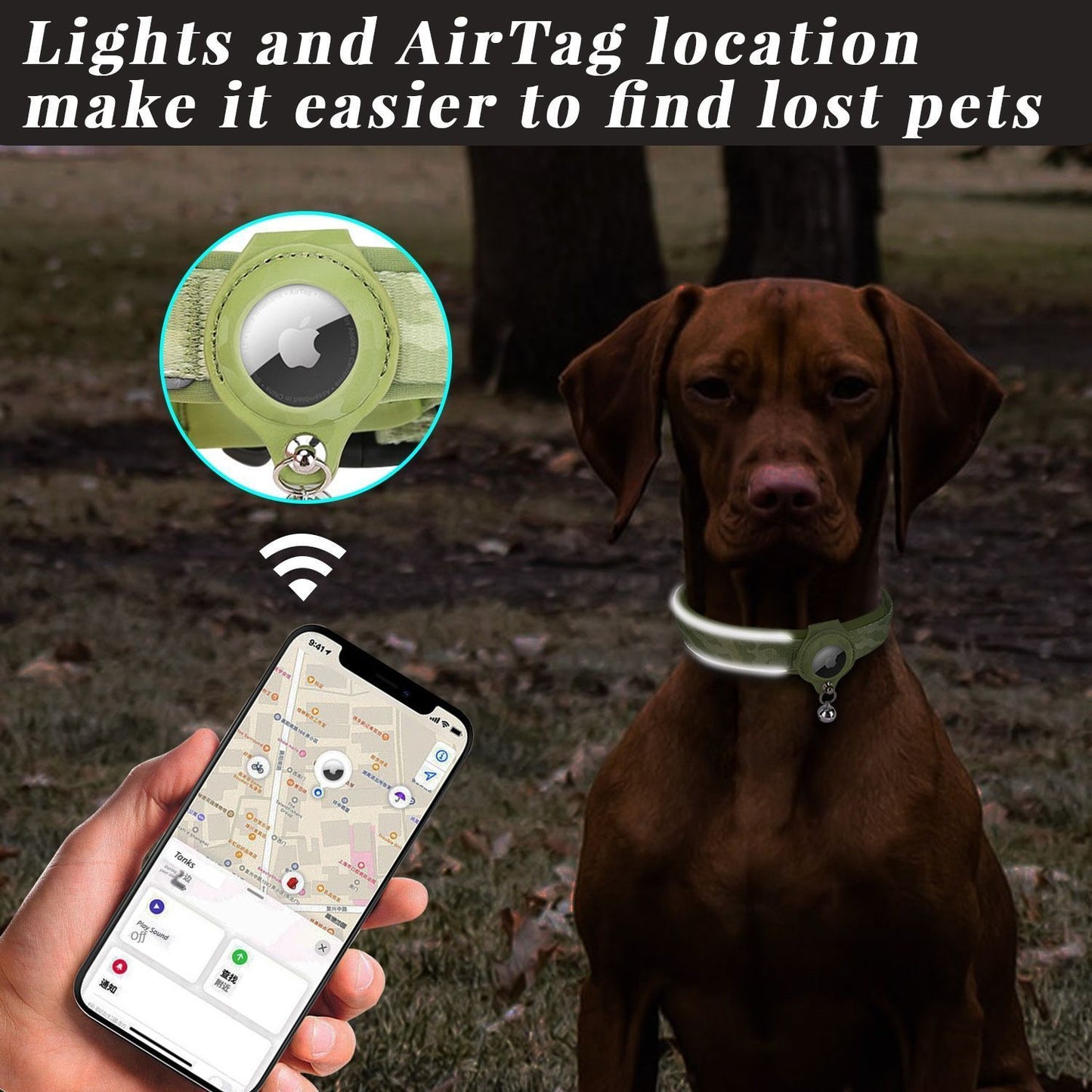 Pet positioning collar-Heart Green 1Pair2-M-without locator