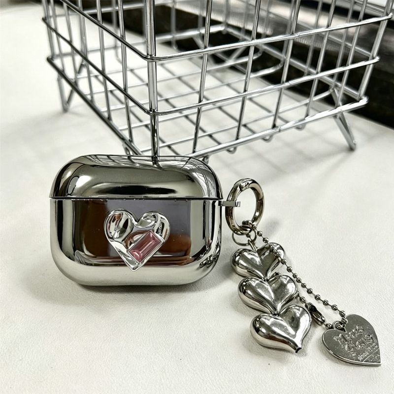 Pink Framed Heart Plated Case + 3 Heart Pendants AirPods 3