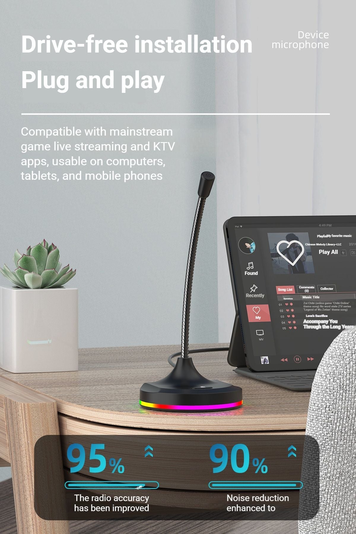 RGB Desktop Microphone Standard Model Black