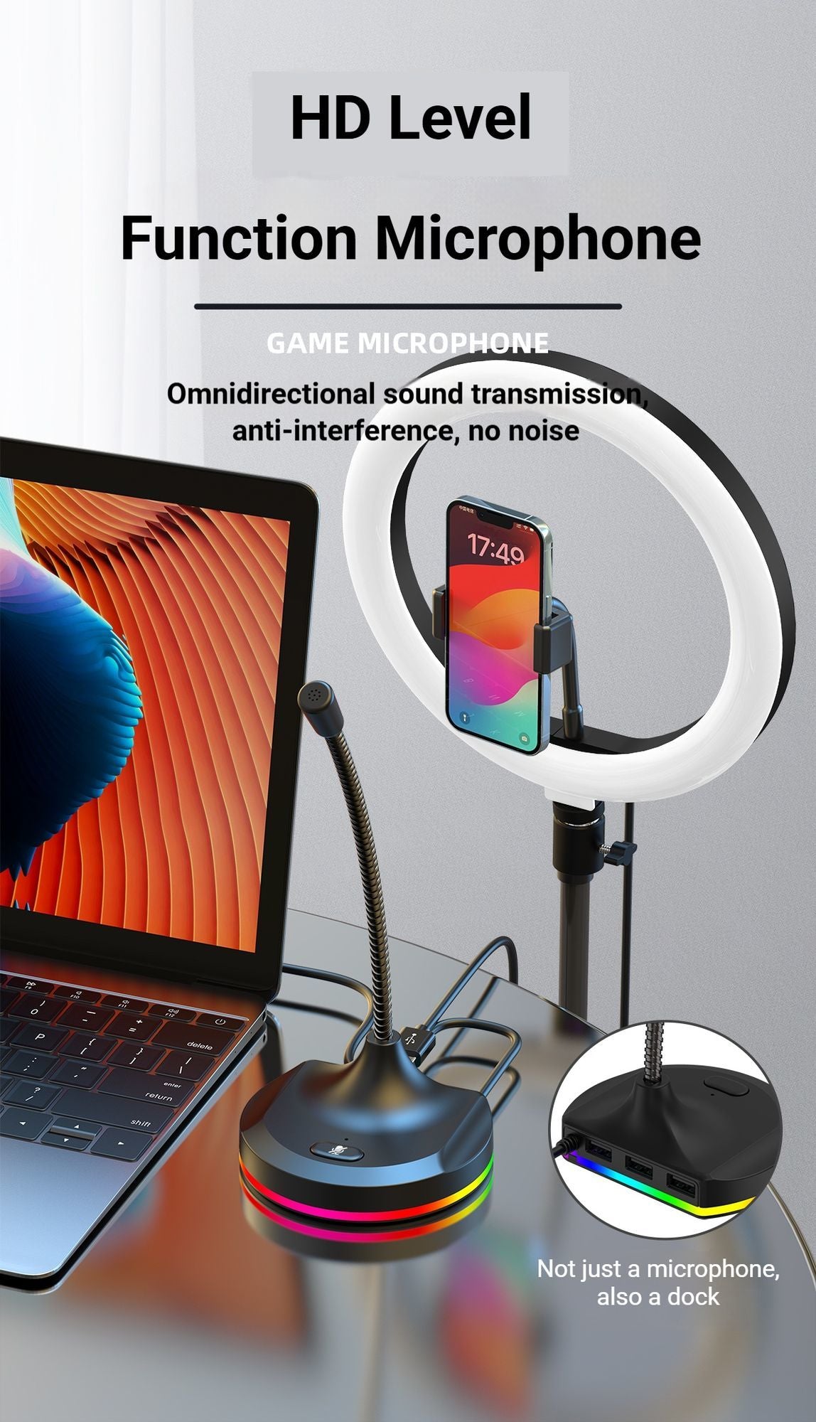 RGB Desktop Microphone Standard Model White