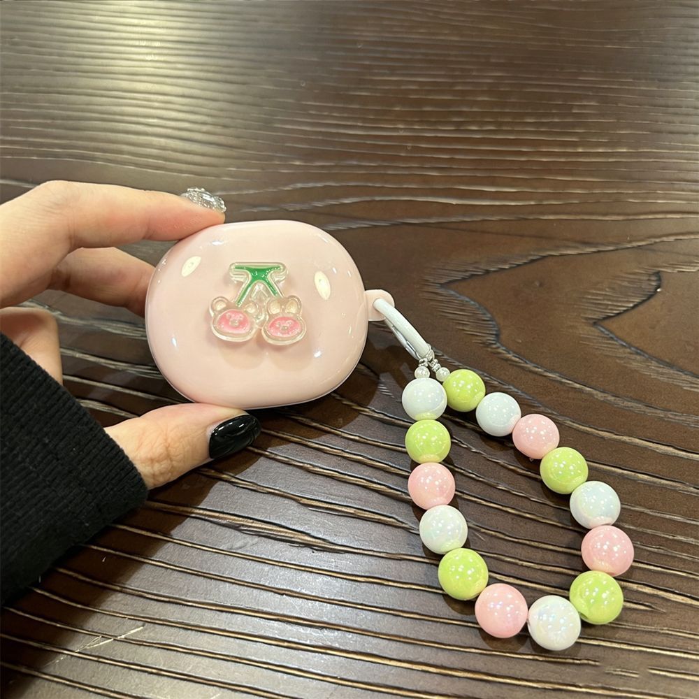 Semi-transparent bow [pink shell] + pink bead bracelet AirPods Pro
