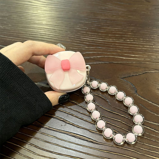 Semi-transparent bow [pink shell] + pink bead bracelet AirPods Pro 2