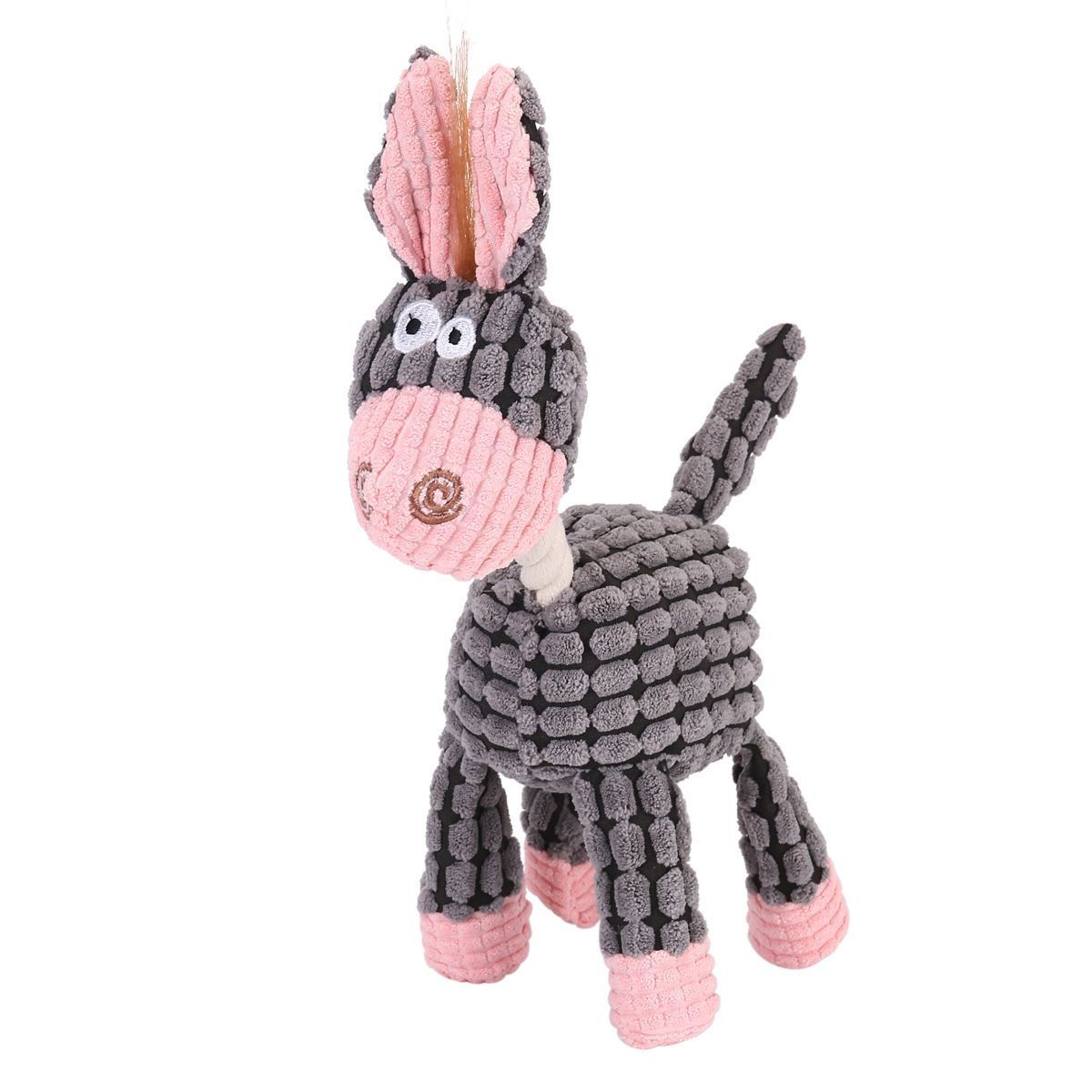 Squeaky Pink Donkey and Brown Puppy Plush Toys 2-Pack