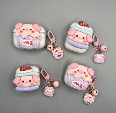Strawberry Hat Pig Bluetooth Earphone Case + pendant AirPods Pro 2