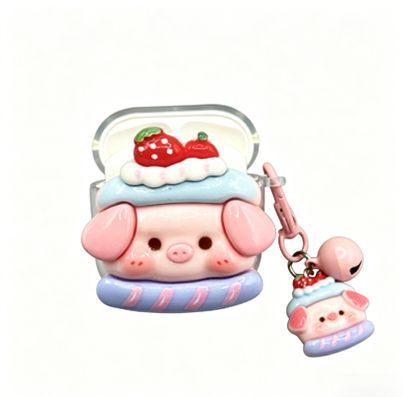 Strawberry Hat Pig Bluetooth Earphone Case + pendant AirPods Pro 3