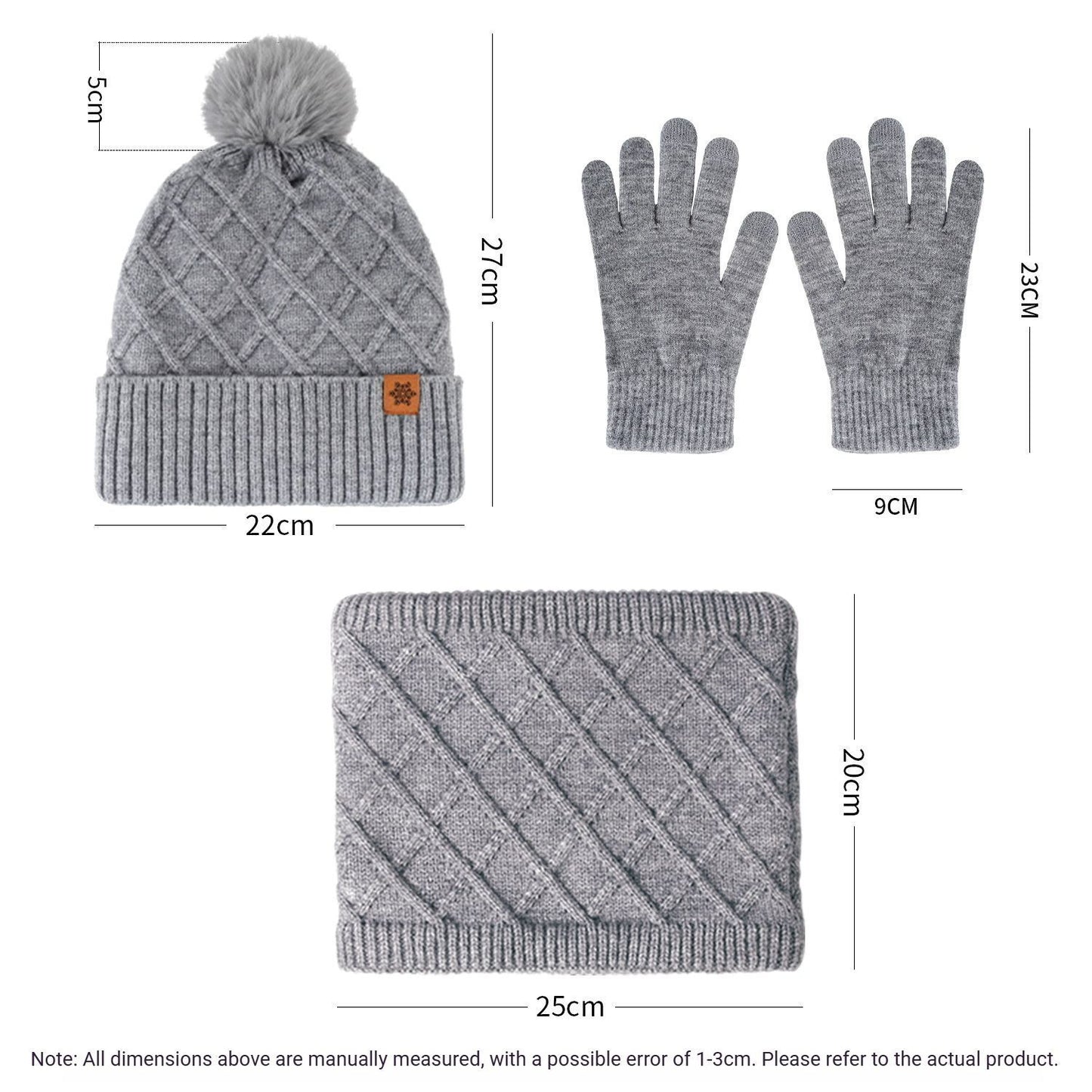 Women Khaki Argyle 3-Piece Set-Hat Scarf and Gloves