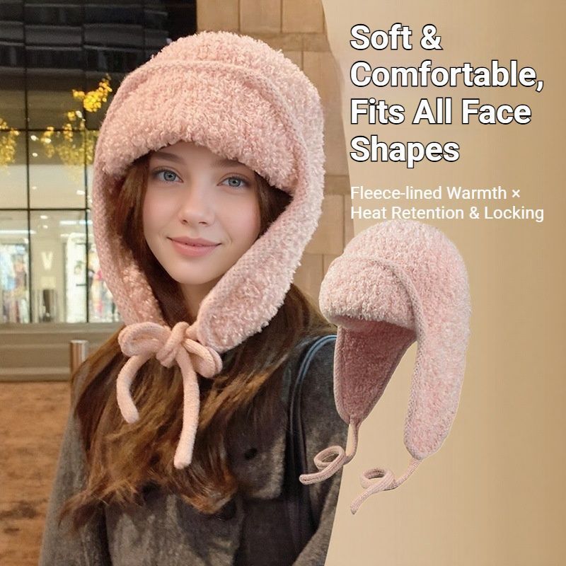 Women Plain Aviator Hat with Earflaps Coffee Brown