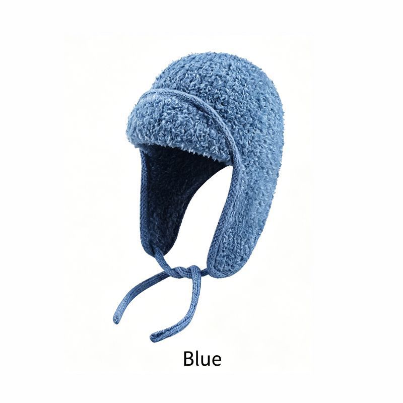 Women Sherpa Aviator Beanie - Warm Earflap Knit Hat Beige