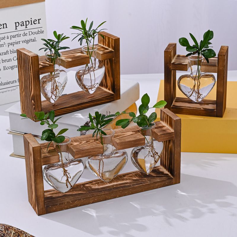 HydroponicWoodenFramewithSnap-On-Heart-ShapedSingleBottle