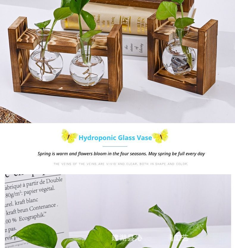 HydroponicWoodenFramewithSnap-On-Heart-ShapedTripleBottle