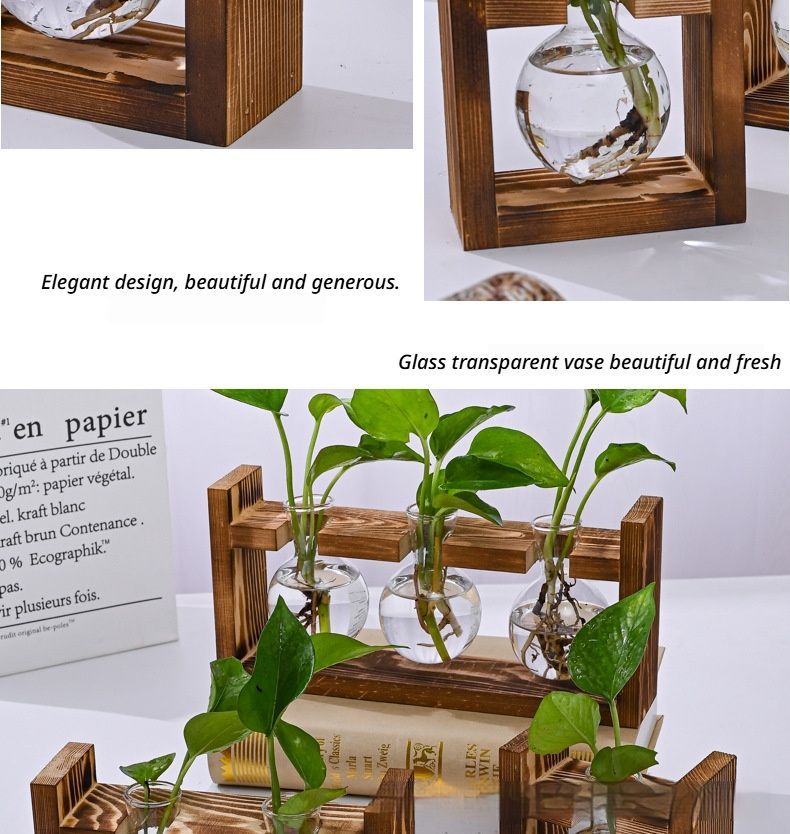 HydroponicWoodenFramewithSnap-On-Heart-ShapedTripleBottle