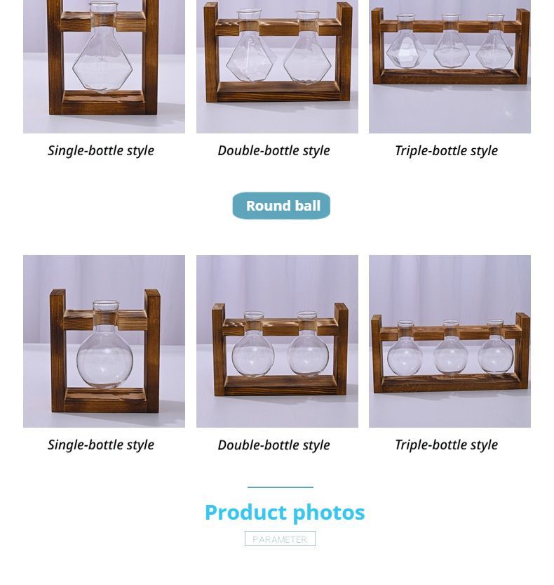 HydroponicWoodenFramewithSnap-On-SphericalDoubleBottle
