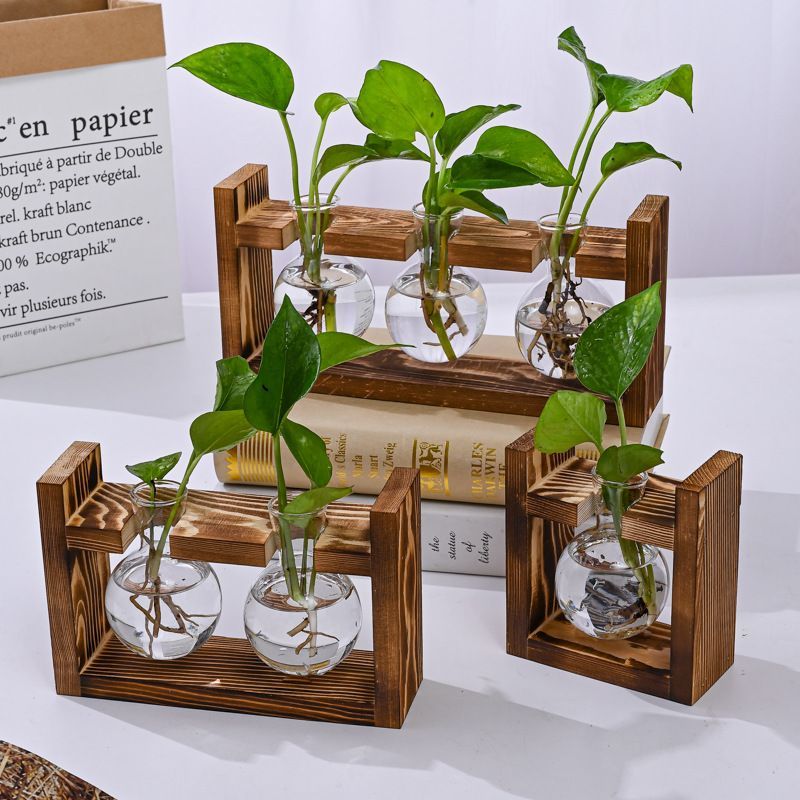 HydroponicWoodenFramewithSnap-On-SphericalTripleBottle