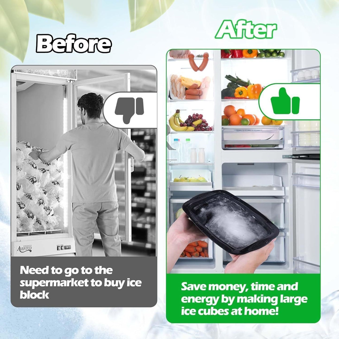 4 Pack Extra Large Ice Block Mold Black