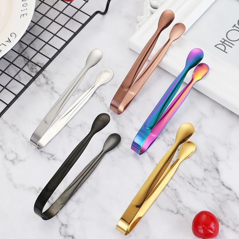 12Pcs Stainless Steel Square Candy Tongs, Food Serving Clips for Party Wedding Salad Bar Kitchen Household Use-golden 02