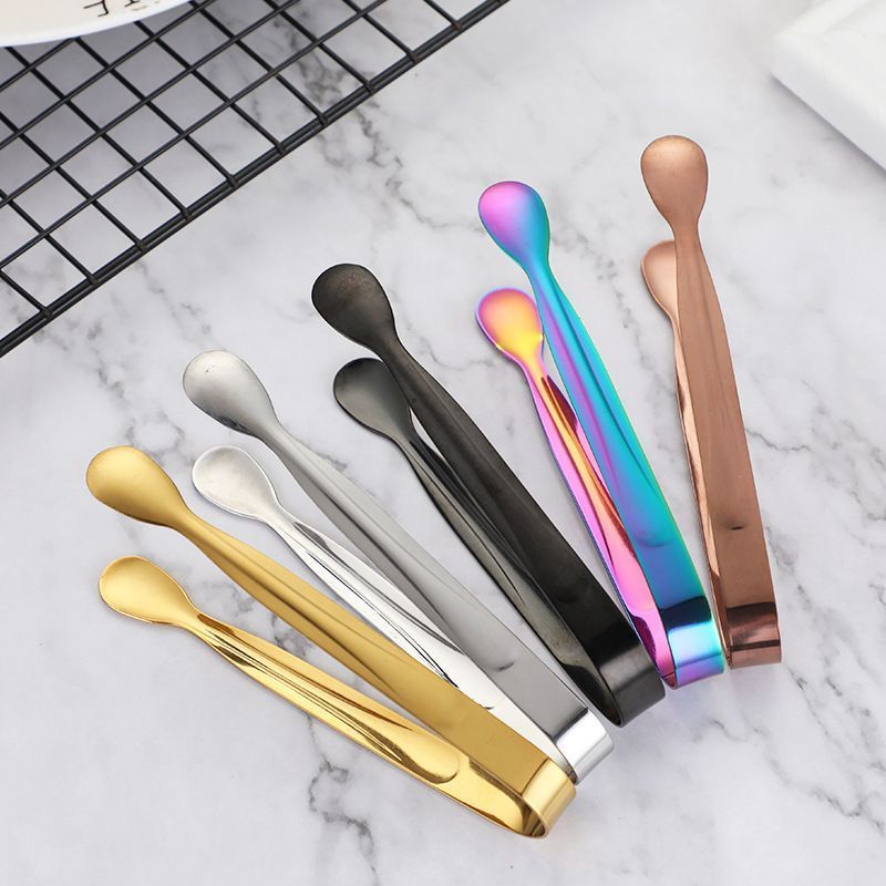 12Pcs Stainless Steel Square Candy Tongs, Food Serving Clips for Party Wedding Salad Bar Kitchen Household Use-Rose gold 04