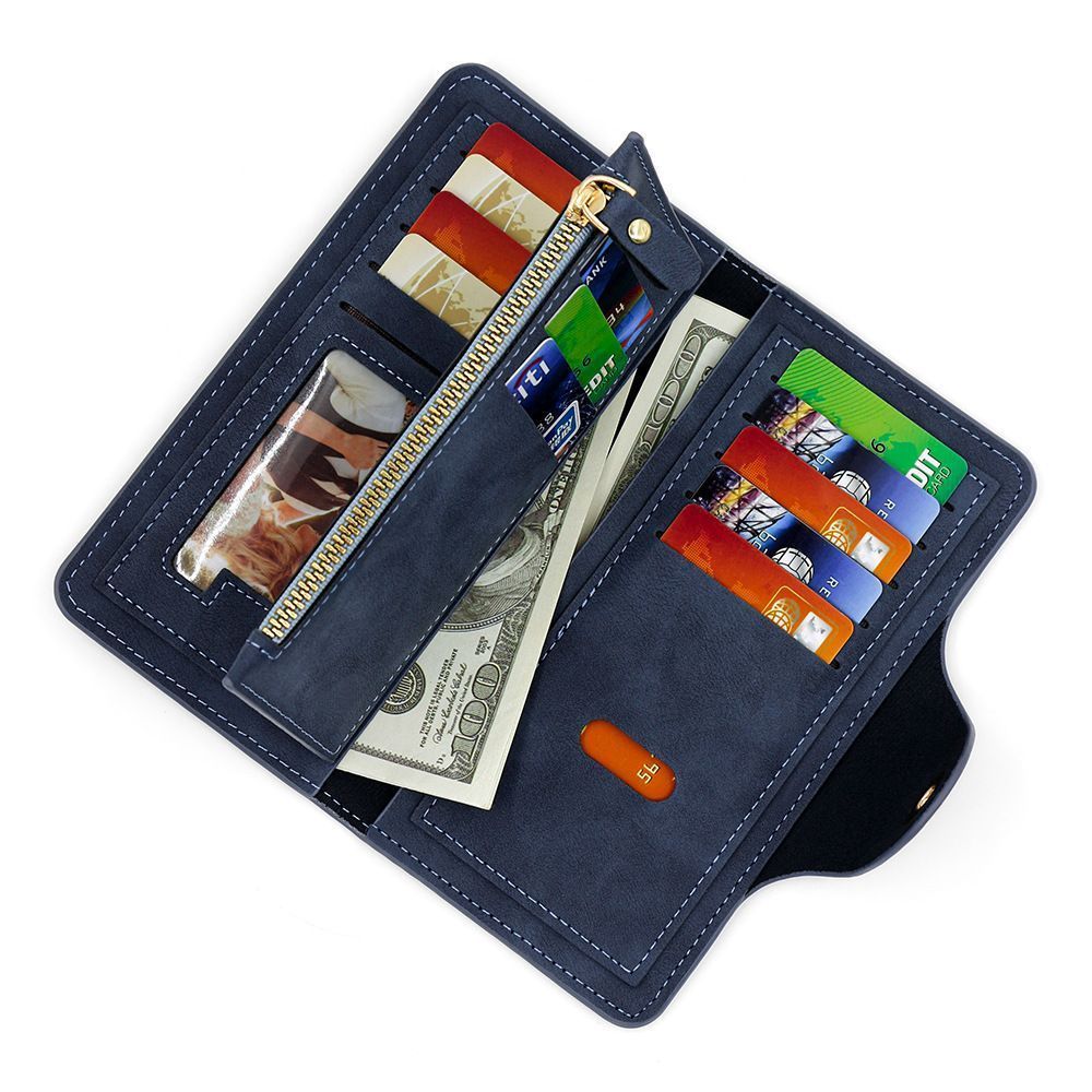 2Pcs Black Matte Long Wallet