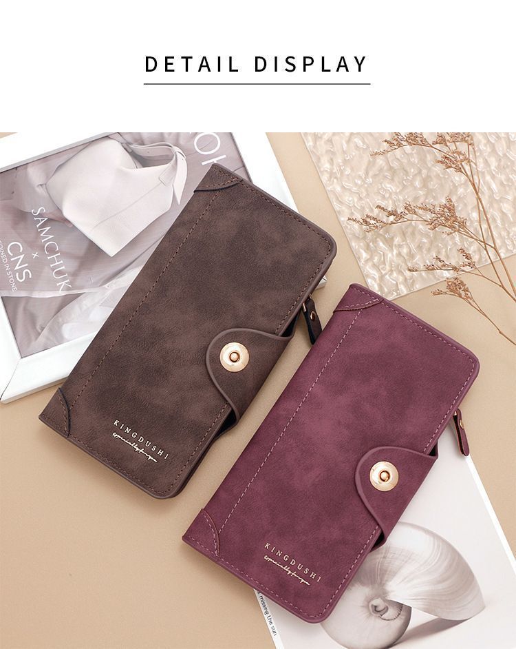 2Pcs Black Matte Long Wallet