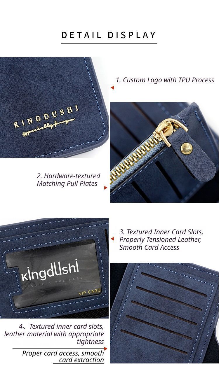 2Pcs Black Matte Long Wallet