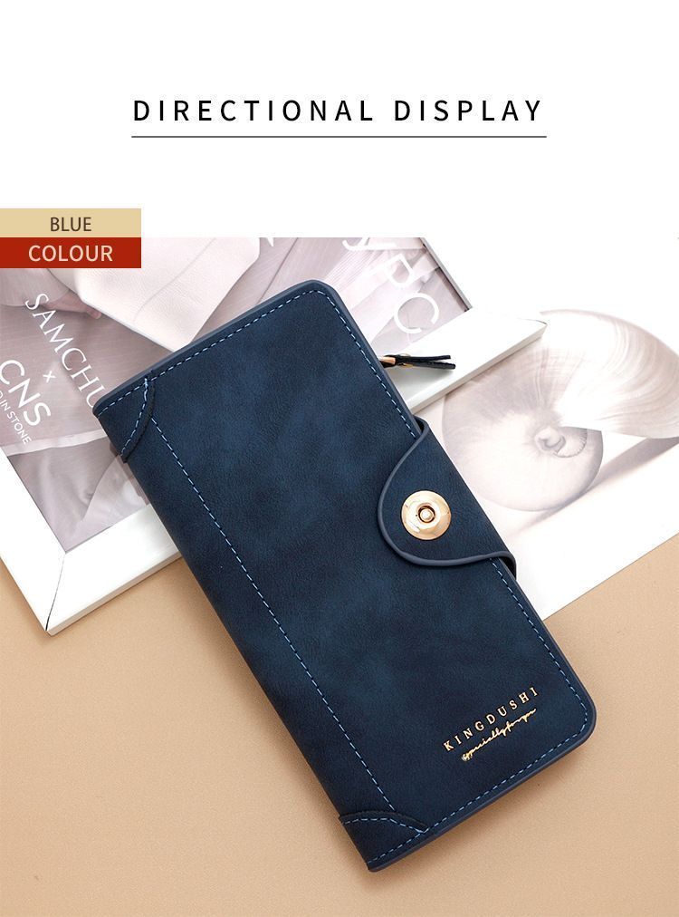 2Pcs Dark Brown Matte Long Wallet