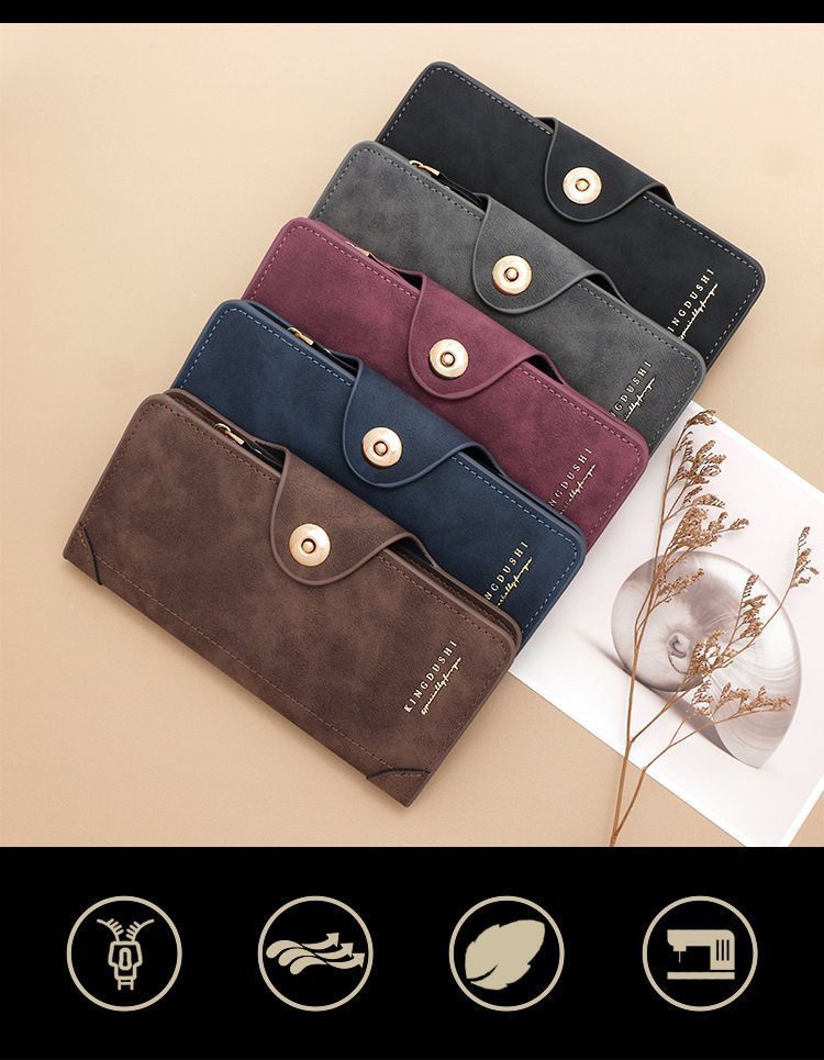 2Pcs Red Matte Long Wallet