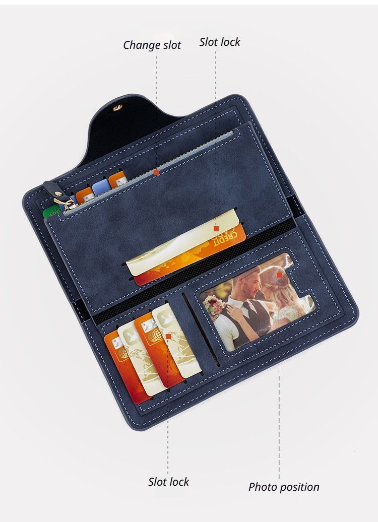 2Pcs Red Matte Long Wallet