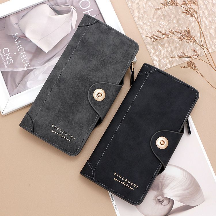 2Pcs Red Matte Long Wallet