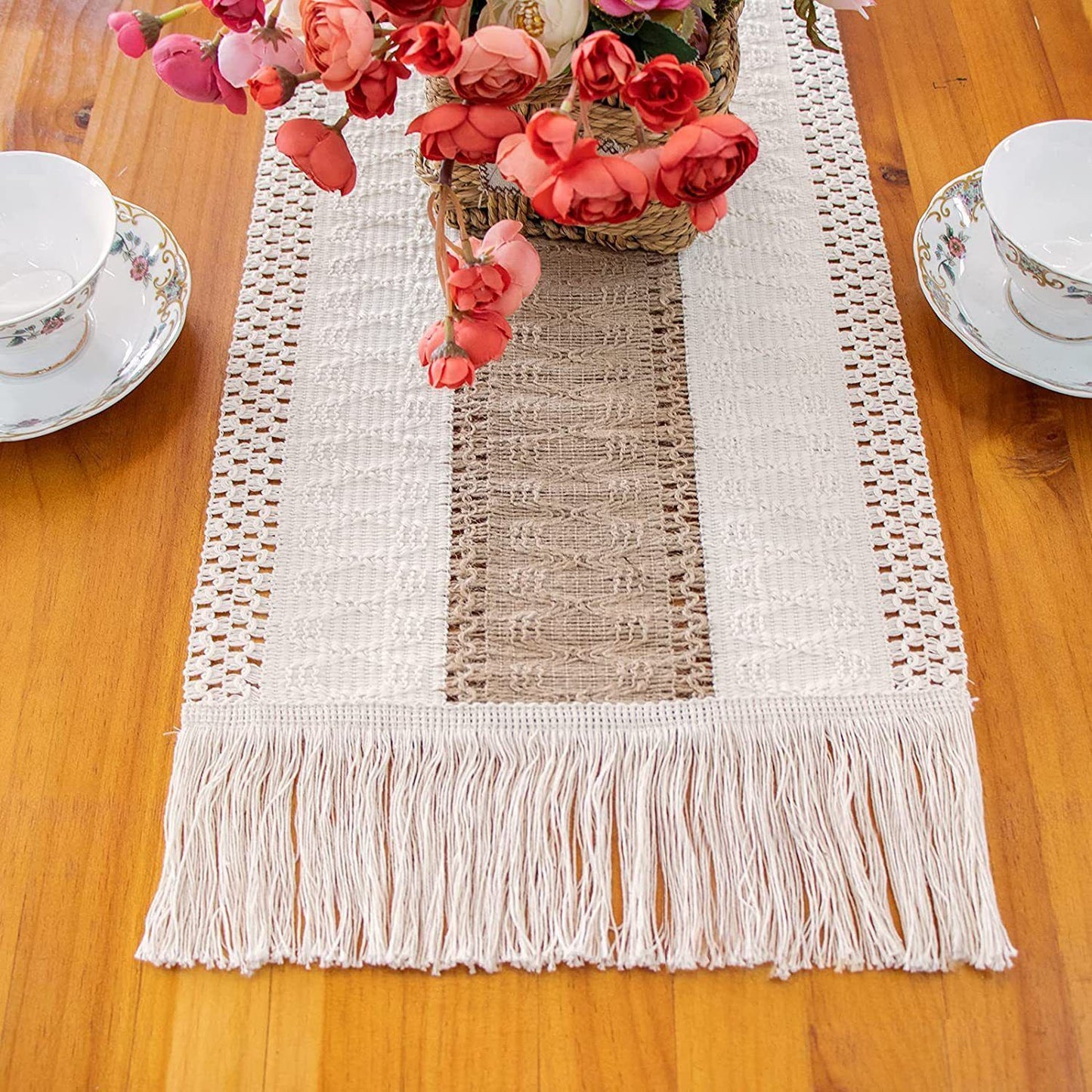 2-Pack Table Runner MX105, Gradient Multicolor, With Tassels