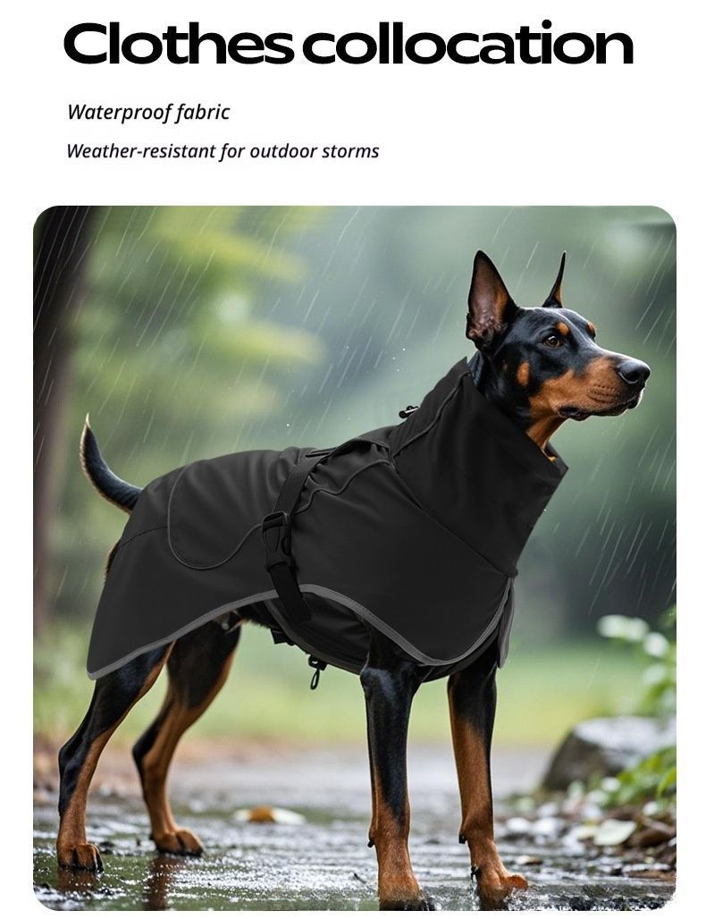 Windproof Rainproof Outdoor Pet Coat-black