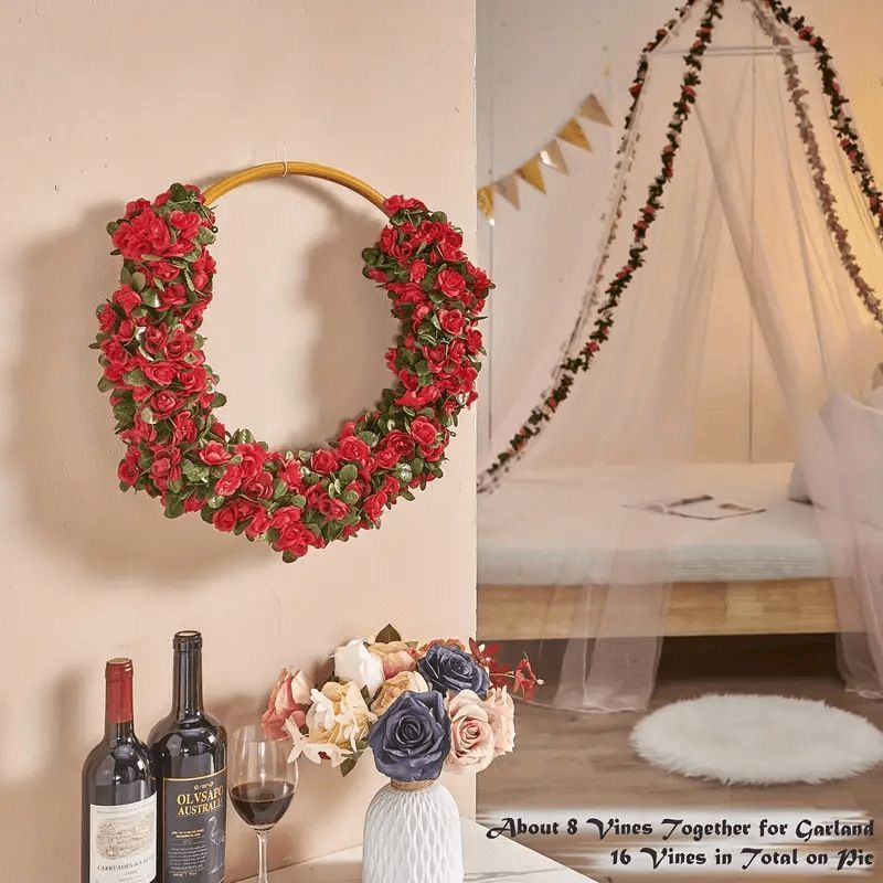 Artificial Rose Vine - Hot Pink 2.5m