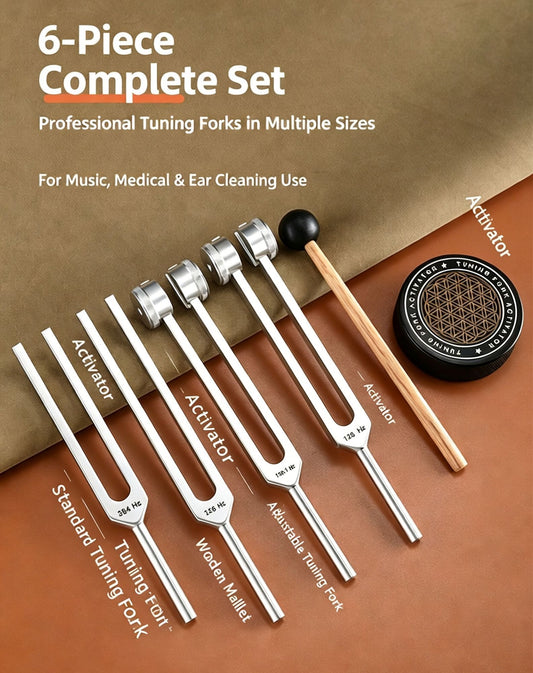 4pcs tuning fork set with pouch & activator