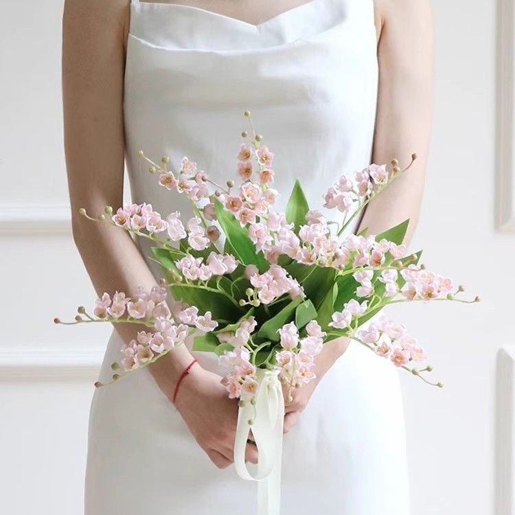 Artificial Pink Lily of The Valley, Romantic Decor, 5 Pack