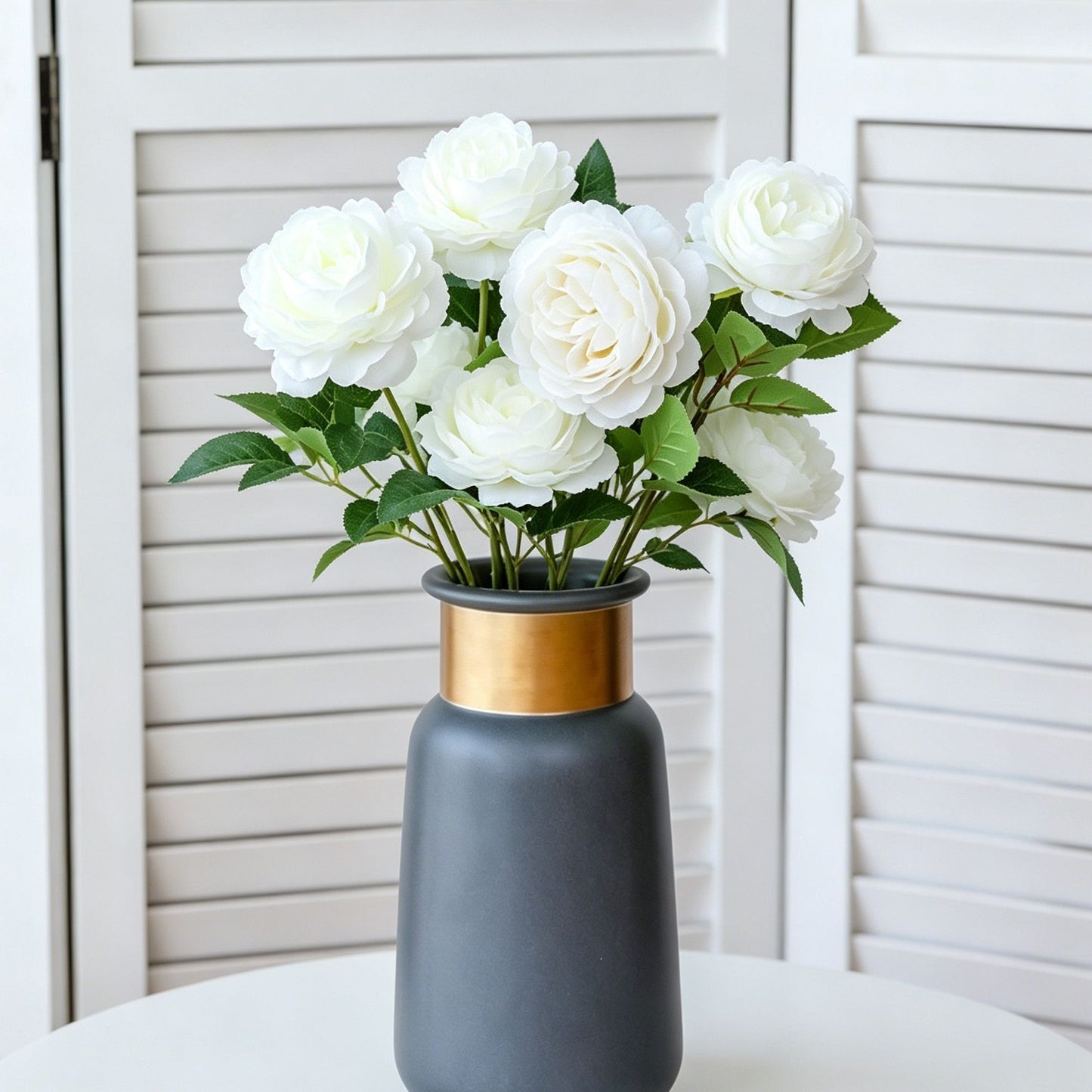 Artificial White French Peony, Soft Decor, 5 Pack