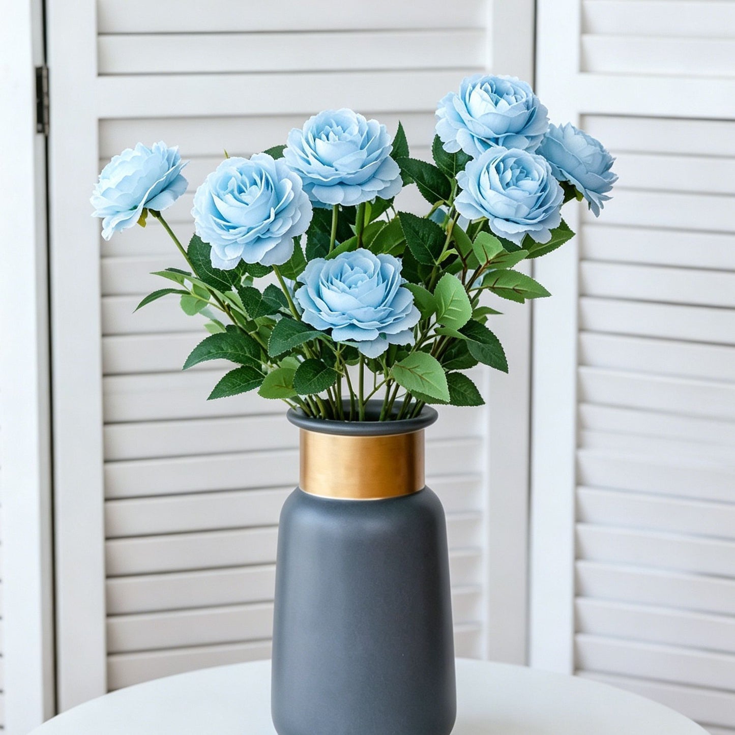 Artificial Blue French Peony, Fresh Decor, 5 Pack