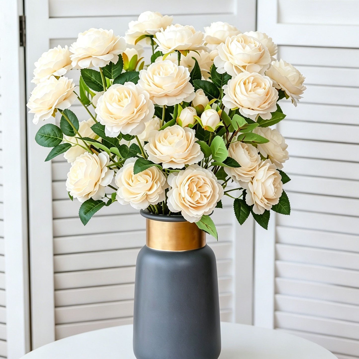 Artificial Champagne French Peony, Gentle Decor, 5 Pack