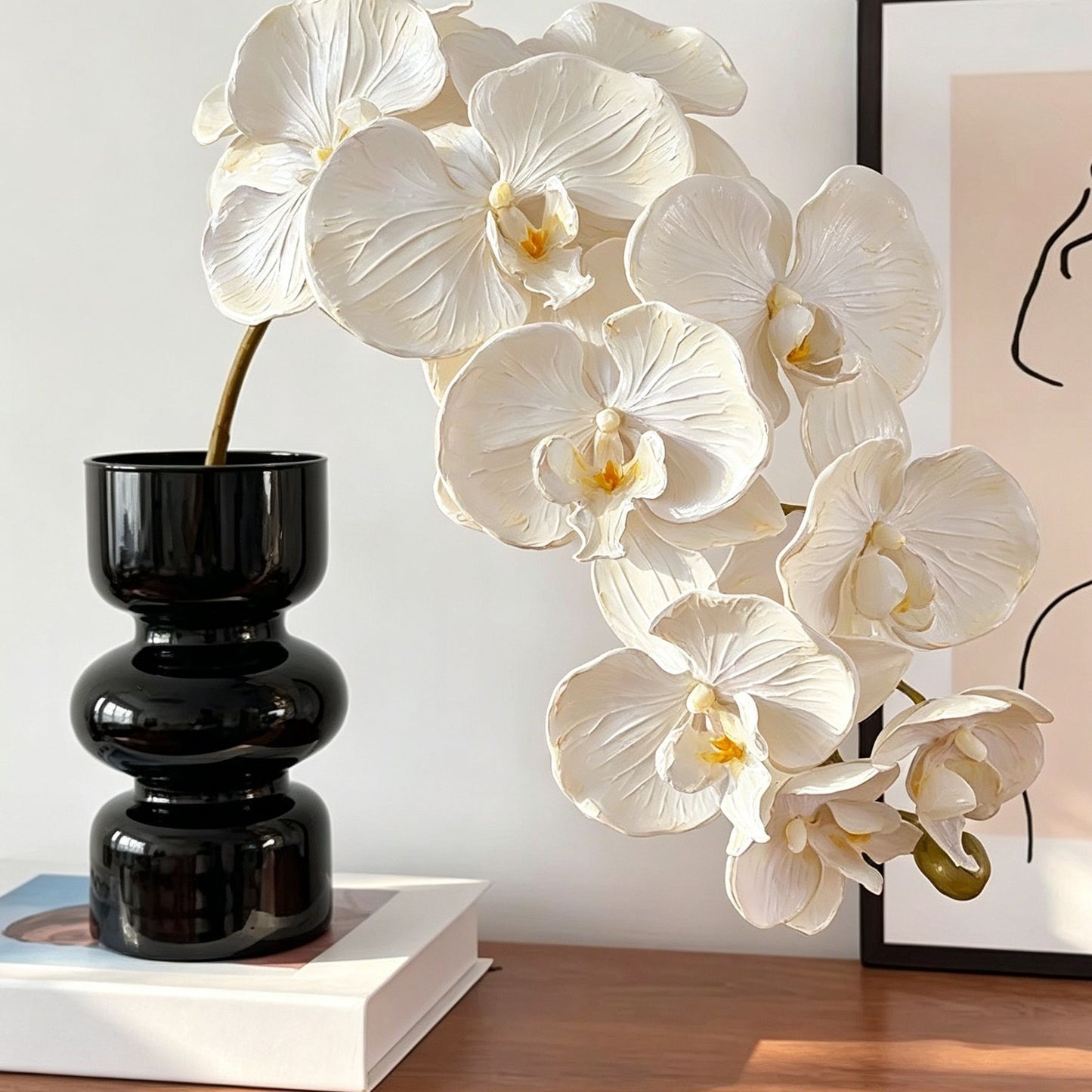 Artificial Oil Painting Phalaenopsis, Jade White, 1 Pack