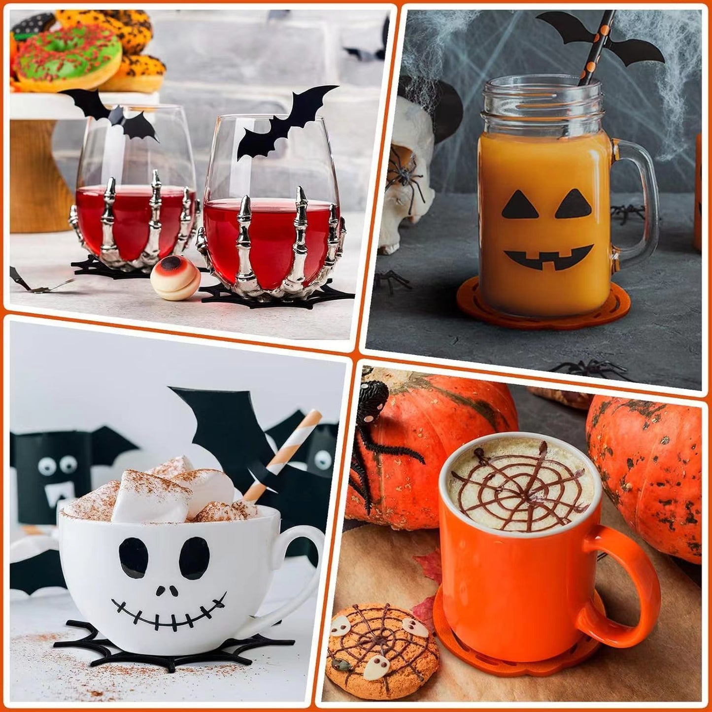 1pk Felt Spider Web Halloween Coasters Table Decor Mats