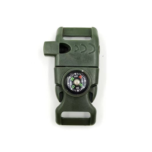 4pk Army Green Multi Survival Paracord Buckle Flint Whistle Compass