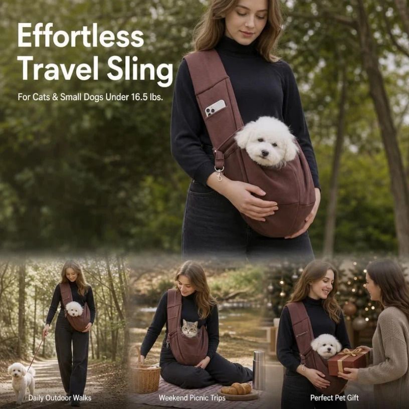 Breathable Cat Carrier Up To 16.5lbs, Coffee With Phone Pocket, Understated Weekend Travel Buddy