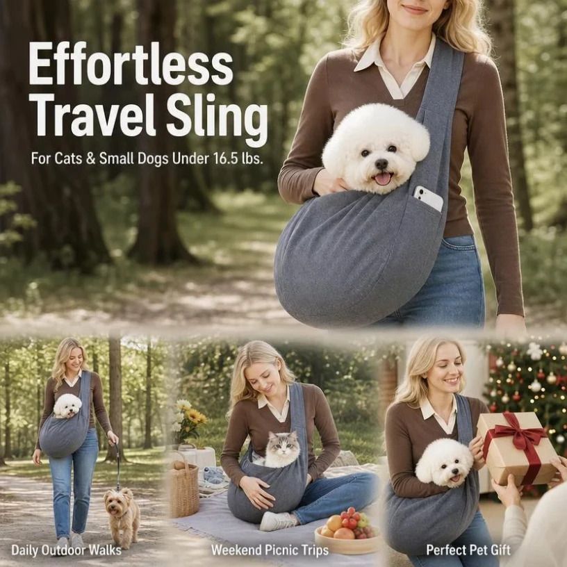 Breathable Cat Carrier Up To 16.5lbs, Charcoal Grey With Phone Pocket, Slim Minimalist Carry Bag