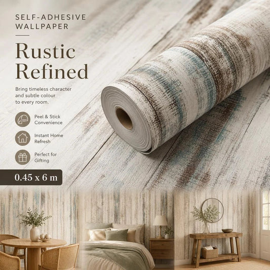 Self Adhesive Wood Wallpaper 0.45x6M, Brown Yellow Wood Texture, Warm Indoor Decor