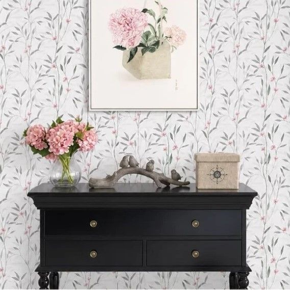 Self Adhesive Retro Wall Sticker 0.45x6M, Tiny Fresh Leaf Pattern, Refreshing Home Decor