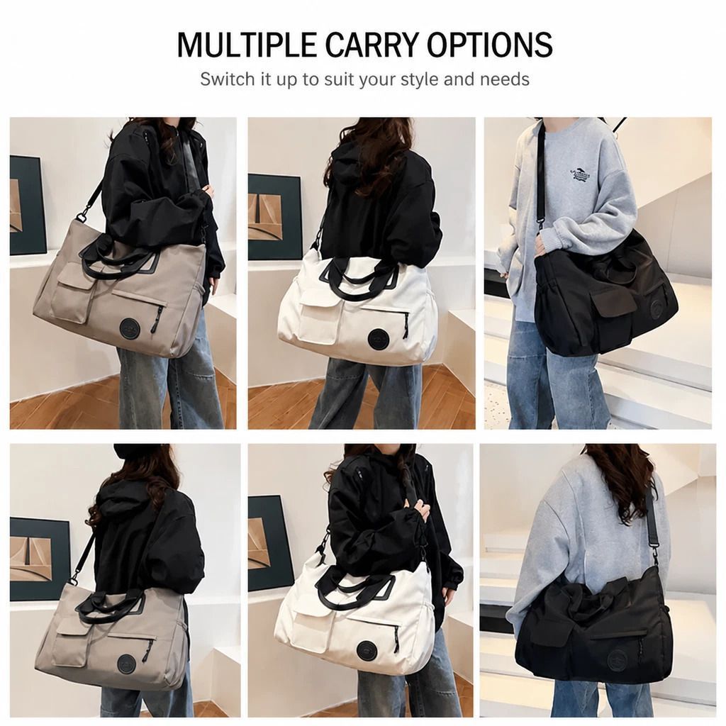 Lightweight Large Capacity Travel Gym Bag, Casual Shoulder & Hand Carry Pack, Black