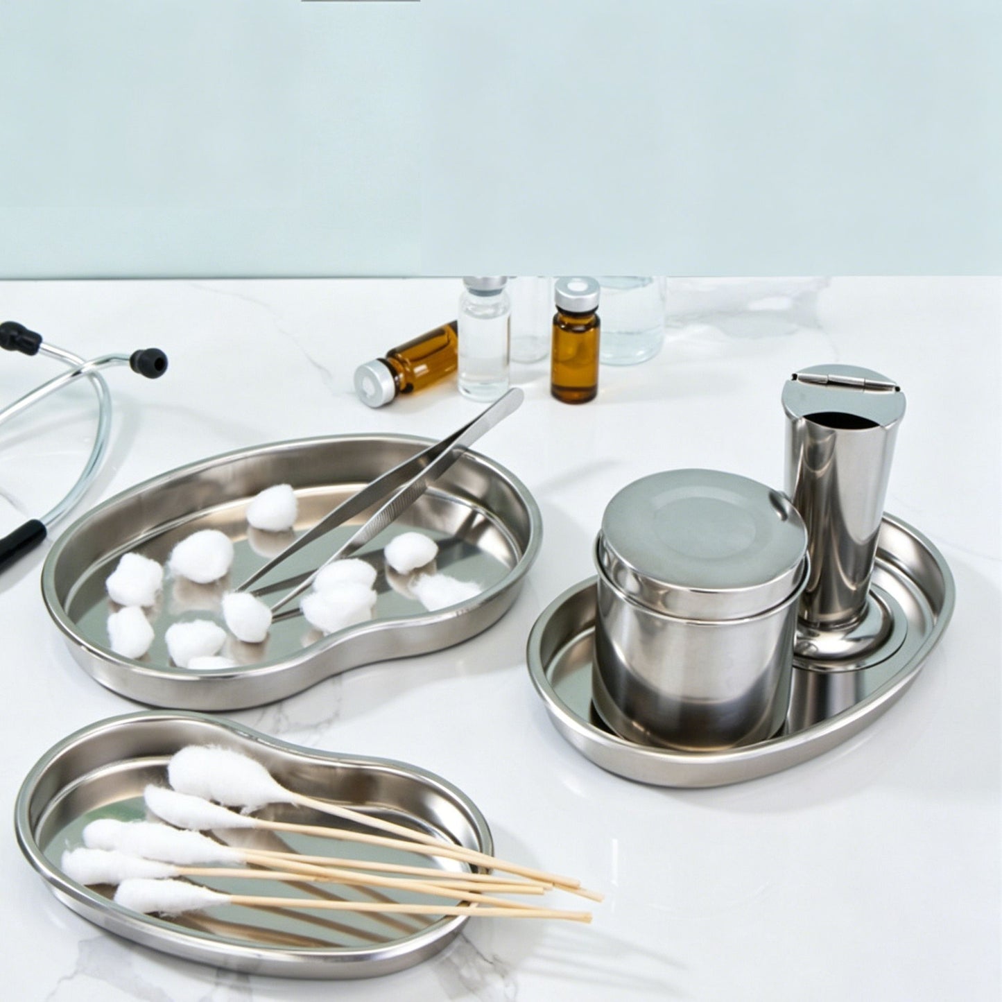 Deep Medium Kidney Tray 304 Stainless Steel 2pcs