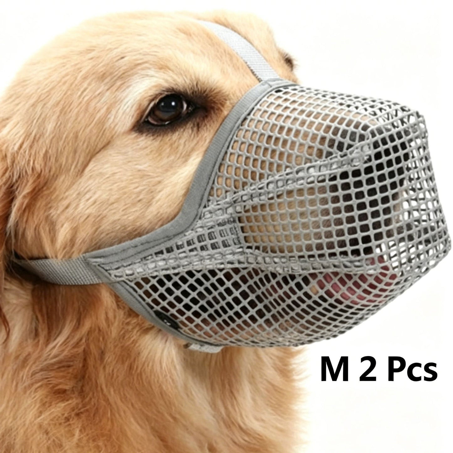 Grey Mesh Dog Muzzle M 2pcs, Drinkable